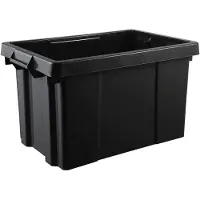 Eda Plastiques Opbergbox/opbergkrat 54 L - zwart - kunststof - L60 x B40 x H33 - stapelbaar/nestbaar - opbergbak - opbergen