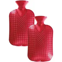 Fashy Kruik - 2x - rood - 2 liter - kunststof - warmwaterkruik - waterkruik - warmtekruik