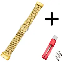 Strap-it Geschikt voor Fitbit Charge 5 / Fitbit Charge 6 bandje staal goud draak + toolkit