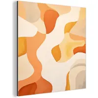 MuchoWow Aluminium schilderij 20x20 cm - Wanddecoratie metaal - Oranje - Abstract - Kunst - Metalen muurdecoratie woonkamer - Decoratie industrieel - Foto op dibond - Industriële accessoires slaapkamer