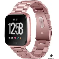 Strap-it Stalen Smartwatch bandje - Geschikt voor Fitbit Versa / Versa 2 stalen bandje - roze - Horlogeband / Polsband / Armband