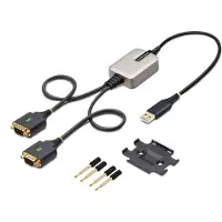 StarTech.com 60cm 2-Port USB naar Seriëel Adapter Kabel, COM Retention, Verwisselbare DB9 Schroeven/Moeren, USB-A naar RS232 DB9 Converter, FTDI IC, ESD Bescherming, Windows/macOS/ChromeOS/Linux