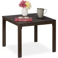 Relaxdays balkontafel met houtlook - 39 x 52 x 48 cm - stalen frame - buitentafel - bruin