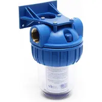 Naturewater NW-BR5B waterfilter, 1-traps, filterfijnheid 5 µm, filterpatroon van 32,89 mm (1"), Ø60 mm PP-filterpatroon, wandbeugel voor filter, filtersleutel, sedimentfilter