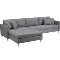 Ebuy24 Marino Deluxe bank met chaise longue rechts of links gedraaid met kussens stof grijs.