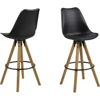 Actona Dima barkruk rubberhout/lederlook 2 stuks
