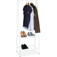 Relaxdays - Kledingrek metaal - garderobe - kledingstandaard - schoenenrek - WIT