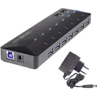 Renkforce RF-3806034 USB-hub 7 poorten USB-A USB 3.0 5 GBit/s Met snellaadpoort, Met status-LED's Zwart