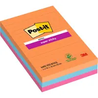 Post-It Bangkok Super Sticky Notes 101 x 152 mm Kleurenassortiment Rechthoekig Gelinieerd 3 Stuks à 90 Vellen