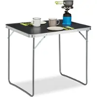 Relaxdays campingtafel inklapbaar - aluminium - MDF - 70x80x60 cm - zilver/grijs