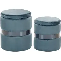 Beliani DORIS - Poef - Blauw - Fluweel