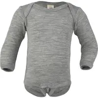 Engel Body - l/ä - Wolle/Seide - Grau Meliert - - 86/92 - Body L/Ä