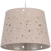 Relaxdays Kinderlamp, sterrenmotief, hanglamp voor meisjes, met sterrenhemelprint, E27, ronde stoffen kap, roze