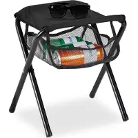 Relaxdays campingkruk - met tas - tot 120 kg belastbaar - opvouwbaar - licht - 39x29x35 cm - zwart