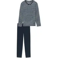 Schiesser Pyjama 'Casual Essentials' nachtblauw / wit