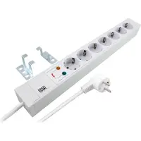 Bachmann 19" wandcontactdoos, 1,2 HE, met 7 geaarde stopcontacten, met overspanningsbeveiliging (ÜSS), PVC, grijs. Fabrikant: (691693)