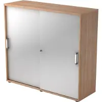 Hjh OFFICE PRO BETA 1753S - Walnoot/Zilver Hoogte van de map | 3 OH Schuifwandkast Chrome metaal handgreep