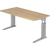 Hjh OFFICE PRO UNDA 16 S - 160 x 80 Eiken/Zilver Tafelhoogte I In hoogte verstelbaar