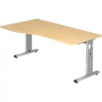Hjh OFFICE PRO MEGA 18 S - 180 x 100 Esdoorn/Zilver Tafelhoogte I In hoogte verstelbaar
