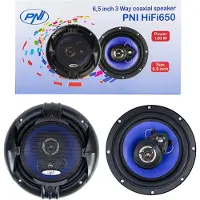 Pni Coaxiale auto-luidsprekers HiFi650, 120 W, 16,5 cm, 3-weg, inclusief rooster. Set van 2 stuks