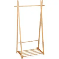 Relaxdays kledingrek hout - met schoenenrek - kledingstang - 153 x 87,5 x 45 cm - slaapkamer