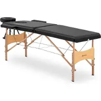 Usorteret massagetafel inklapbaar - extra breed (70 cm) - kantelbare hoofd- en voetensteun - beukenhout - zwart
