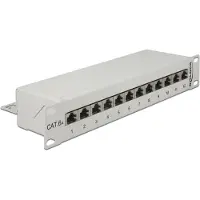 DeLOCK 10 inch patch panel | 12x RJ45 | CAT6a | STP | 1U | grijs