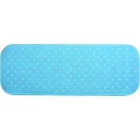 MSV Douche/bad anti-slip mat badkamer - rubber - lichtblauw - 36 x 97 cm - Badmatjes