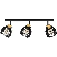 Eglo 3 Lichts Plafondlamp Stillington 1 Zwart Met Hout