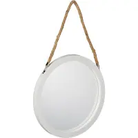 Relaxdays wandspiegel met touw - rond - Ø 35 cm - hal - woonkamer - badkamer - wit-natuur