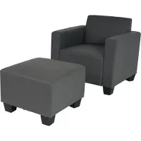 MCW Modulaire fauteuil Loungefauteuil met voetenbank Lyon, kunstleer ~ donkergrijs