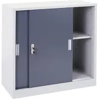 MCW Archiefkast Boston -F41, stalen kantoorkast, met afsluitbare schuifdeuren 90x90x45cm ~ antraciet