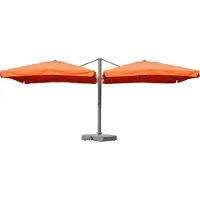 Mendler Zweefparasol T44, pergola luifel effect, 6,2x3m polyester 50kg ~ terracotta + staander