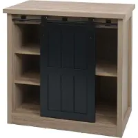 Mendler Ladekast -K75, legplank, schuifdeur 5 opbergvakken, houtlook industrieel metaal 84x80x40cm ~ natuurlijke kleur