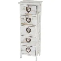 MCW Forli ladekast, kast, 5 laden met hartjes 86x29x25cm, shabby look, vintage ~ wit