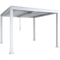 Mendler Pergola -L46, tuinpaviljoen met latten, 11cm aluminium frame, stormvaste regengoot, 3x3m ~ wit
