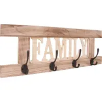 MCW Wandkapstok -C60 Familie, kapstok, kapstokpaneel, shabby look vintage 60x21cm ~ natuurlijk bruin