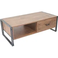 Mendler Salontafel -A27, bijzettafel woonkamertafel, 41x120x60cm 3D structuur, metaal MDF ~ wilde eik look