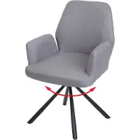 Mendler Eetkamerstoel -H71, keukenstoel fauteuil stoel, draaibare auto positie stof/textiel staal ~ lichtgrijs