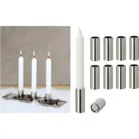 Novaliv 4x kaarsenhouders, plakkaarsen, magnetisch, 2,5x5cm, zilveren kaarsenhouder, kersttafeldecoratie, adventskrans, kaarsenhouder, kaarsenprikker, woonkamerdecoratie, magneet, tafelkaarsen