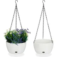 Relaxdays hangpotten met opvangbakjes - set van 2 - reservoir - 60 x 24 cm - binnen - buiten