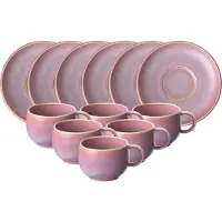 Like. by Villeroy & Boch Espressotassen mit Untertassen Perlemor Coral 60 ml Set van 6