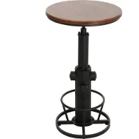 MCW Bartafel -N20, bistrotafel countertafel, in hoogte verstelbare zwenkvoetsteun industrieel massief hout Ø 61 cm ~ bruin