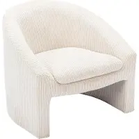 Vente-unique Fauteuil in gebroken wit ribfluweel OSSANA