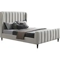 Vente-unique Bedframe stof lichtgrijs 160 x 200 cm CASAGOTI