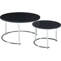 En.casa Salontafel Christchurch rond set van 2 zwart en chroom []