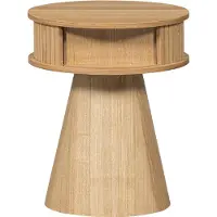 Woood Karri Nachtkastje Rond - Hout - Naturel - 46x38x38