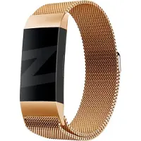 Bandz Milanese loop bandje geschikt voor Fitbit Charge 3 / Charge 4 - Hoogwaardig gevlochten stalen materiaal bandje - Milanees bandje met magneetsluiting - rosé goud - Maat S