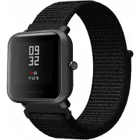 Strap-it Nylon bandje geschikt voor Xiaomi Amazfit Bip / GTS / GTS 2 / GTS 3 / GTS 4 - Mini / Bip Lite / Bip U / Bip U Pro - Zwart