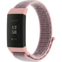 Strap-it Nylon bandje - geschikt voor Fitbit Charge 3 / Fitbit Charge 4 - roze